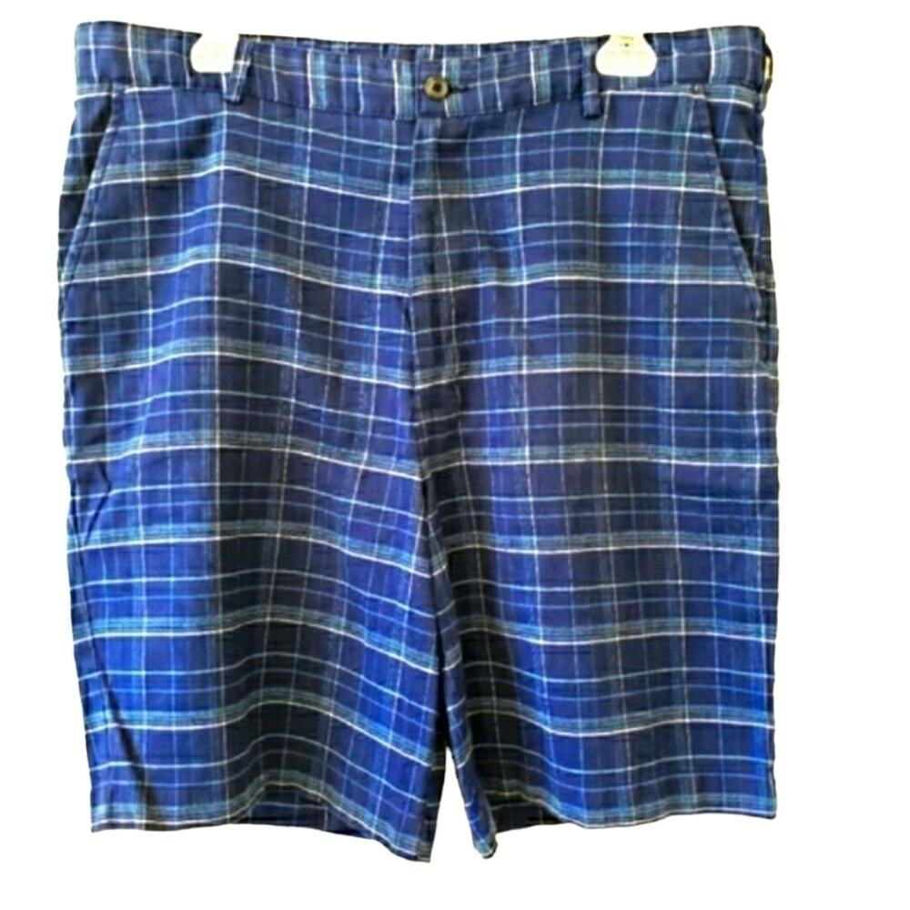 Pebble Beach Bermuda Plaid Pocketed Shorts 36W